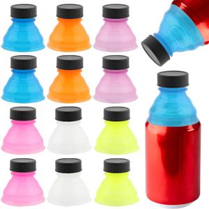EMVANV 12 PCs Can Lids,Reusable Can Drink Lids Plastic Can Cap for Beer Juice Drinks and Other Canned Beverages(Blue, Yellow, Pink, White, Orange, Purple)