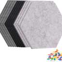 Gute 12 Pcs Hexagon Felt Bulletin Board Tiles Self Adhesive, Black Gray White Felt Cork Board for Wall Decor, Pin Board for Home Office School Memos Photos Notes Display