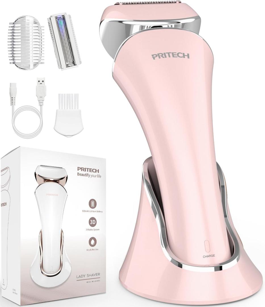 Electric Shaver Women Rechargeable Razor Ladies Shaver,Lady Razor for Legs,Arm,Underarm,Bikini,USB Rechargeable Razor Wet&Dry Cordless for Woman (Pink)