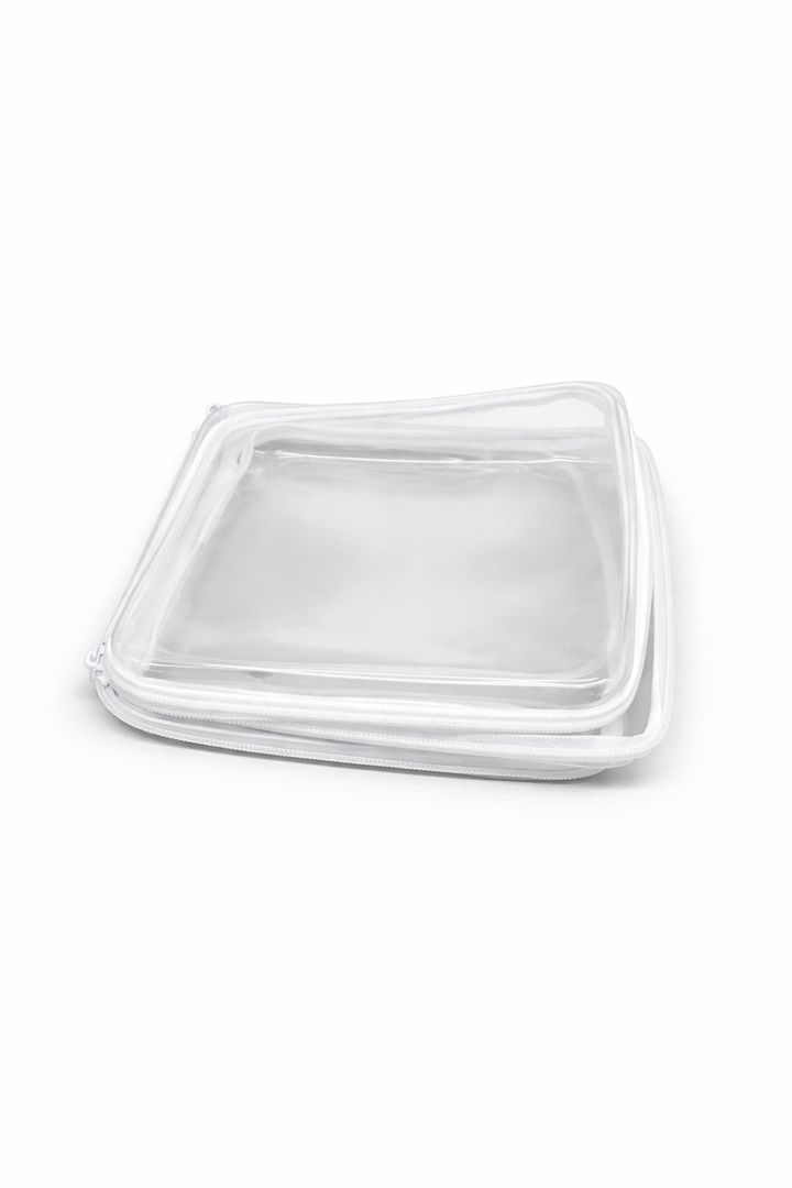 2 Pcs Clear Hard Shell Zipper Case, Hard Shell Zipper Case for Snacks, Makeup, Pencils and Toys, Clear Bag for Travel and Easily to Take with (Large)