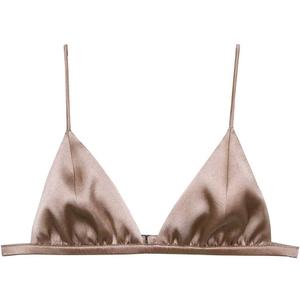 Women's Silk Satin Triangle Bralette Soft Cup Wireless Bra Smooth and Comfortable Wire Free Bra Top (M)