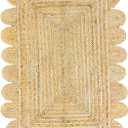 Scallop Pattern Jute Bohemian Area Rug (2' x 3')