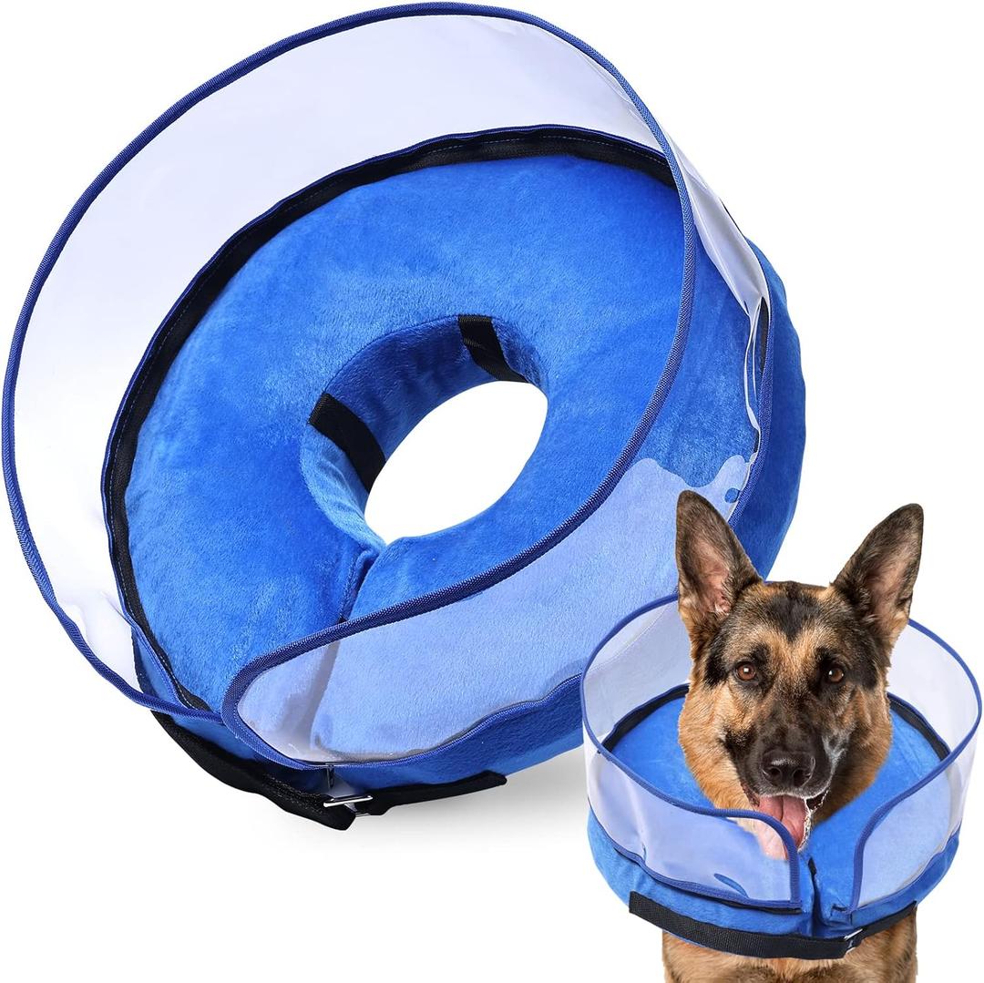 BARKLESS Dog Cone, Inflatable Dog Cone After Surgery for Large Breeds, Soft Surgery Collar with Enhanced Anti-Licking Guard Shield for Pets, Protective Donut Collar (XL (Neck: 18"-23"), Blue)