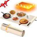 Upgrade Warming Mat for Food with Adjustable Temperature-Portable Electric Warming Tray,Roll Up Silicone Food Warmer for Parties with 3 Temperature Settings,Versatile Food Warmers for Parties Buffet (Beige)