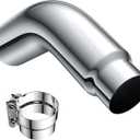 JY PERFORMANCE 5 Inch ID Diesel Exhaust Tip Elbow Tip 5'' Inlet 6'' Outlet 23'' Long Chrome Turndown Exhaust Tip with Clamp