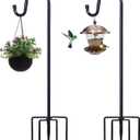 Shepherd Hooks - 2 Pack 46 Inch Bird Feeder Pole with 5 Prongs Base for Hanging Lantern, Hummingbird, Lightweight Plant, Shepherds Hook for Outside