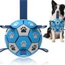 Dog Soccer Ball, Interactive Toys for Tug of War, Puppy Birthday Gifts, Tug Toy, Water Toy, Durable Balls for Small & Medium Size(8 inch-Blue)