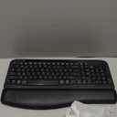 Wireless Keyboard and Mouse Combo, Wave Keys Full-Sized Ergonomic Keyboard with Cushioned Plam Rest, Phone Holder, Comfortable Natural Typing, 2.4G Cordless Set for Computer, Laptop, PC, Mac, Windows (Black)
