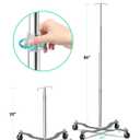 IV Pole with Wheels, Adjustable IV Stand 30–84″ (76–213 cm), Dual IV Bag Hooks, Weighted Base Ø23″ (58 cm), Lockable Casters, Chrome-Plated Steel, 14 lb Max