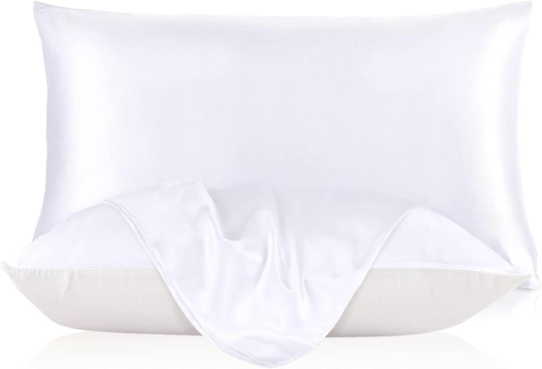 LILYSILK Natural Silk Pillowcase for Hair and Skin with Cotton Underside Standard 20x26 Inch White 1pc 19 Momme