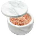 jalz jalz Marble Salt Holder Salt Box Spice keeper Black Big Salt Cellar Natural Material Salt Container Spice Cellar Large Capacity (White Cover White Base)