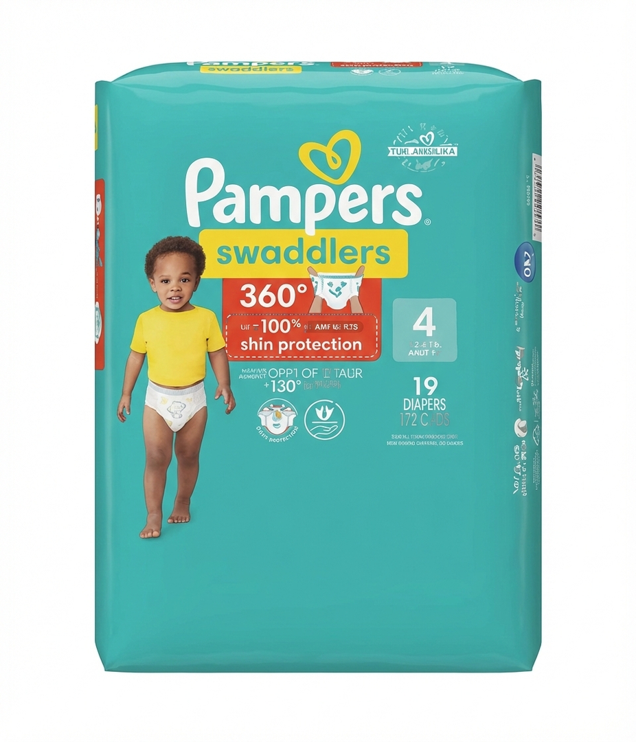 Pampers Diapers - Swaddlers 360 - Size 4, 19 Count, up to 100% Leakproof Comfy Dry Fit, Designed for Easy Changes, Pull On Baby Diaper