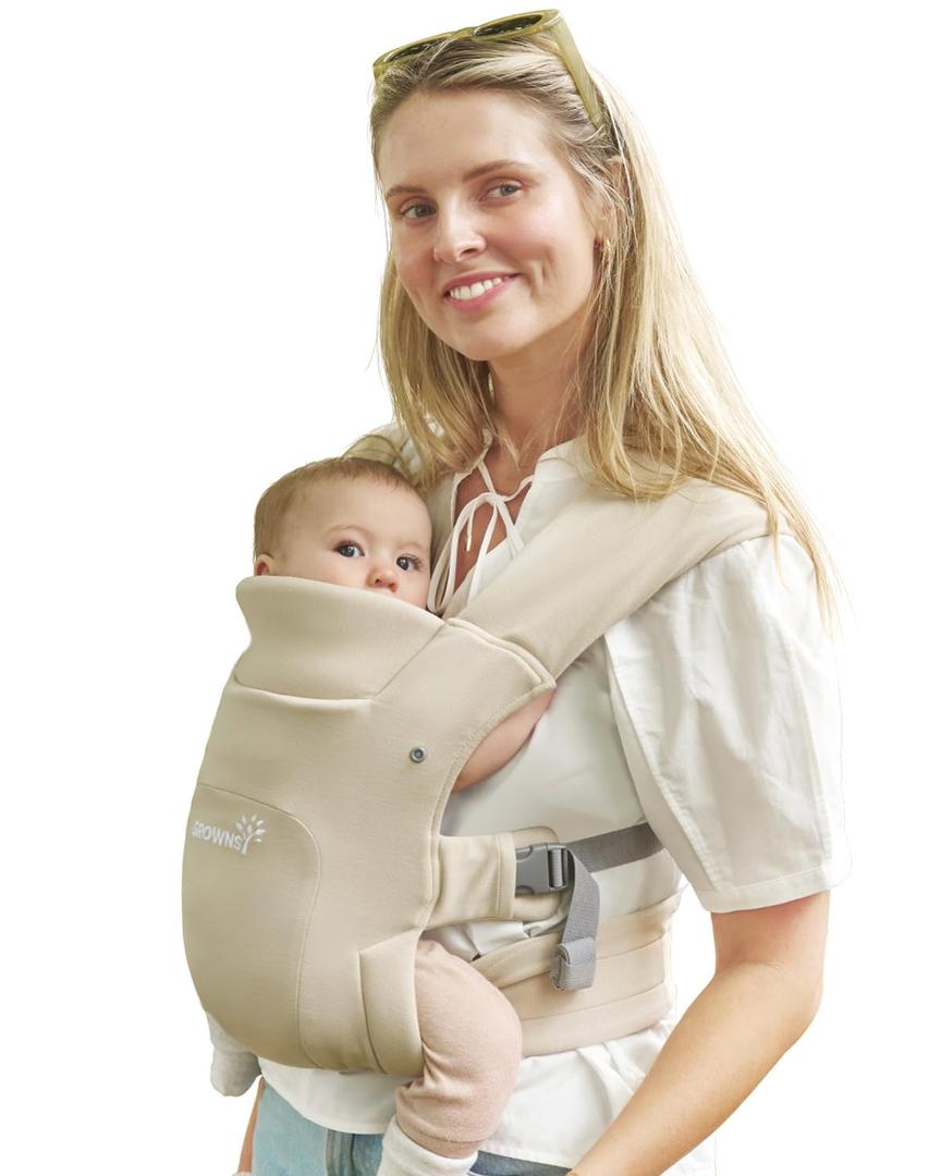 GROWNSY Baby Carrier, Cozy Newborn Carrier, Ergonomic Baby Wraps Carrier Newborn to Toddler with Head Support, Cream