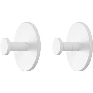 TONLEA 2 Pack Coat Hooks, Adhesive Hooks Wall Mounted, Heavy Duty Metal Wall Hooks for Hanging Coat, Scarf, Hat, Bag, Key, Towel (White), Pack of 2