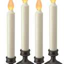 Battery Operated LED Window Candle, Dusk to Dawn Light Sensor, Aged Bronze Plastic Base, Amber Flicker Flame, 8-7/8 Inch