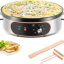 Commercial Crepe Maker, 16" Non-Stick 2000W Electric Crepe Machine Adjustable Temperature Control, Thickened Cast Iron Cooking Surface Pancakes Maker Griddle with Handle