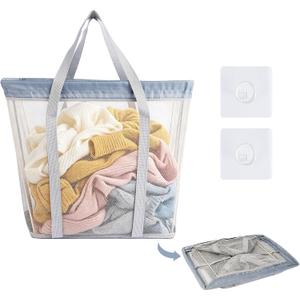 80L Foldable Mesh Laundry Basket Wall-Mounted Laundry Hamper