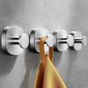4 Pcs Suction Cup Hooks for Inside Shower, Stainless Steel Heavy Duty Towel Hook Shower Towel Holder for Bathroom, Kitchen, Glass Door, Mirror, Tile-Loofah, Towel, Coat, Bath Robe (Round, Silvery)