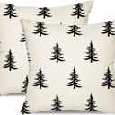 DFXSZ Christmas Pillow Covers 18x18 inch Set of 2 Christmas Tree Decorative White Throw Pillow Covers Winter Famliy Decoration for Home Couch TH-30A18