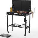 AEWHALE 2-in-1 Outdoor Table & Electric Grill,Portable Grill with Nonstick Cooking Surface for Outdoor Kitchen & Backyard Barbecue Cooking
