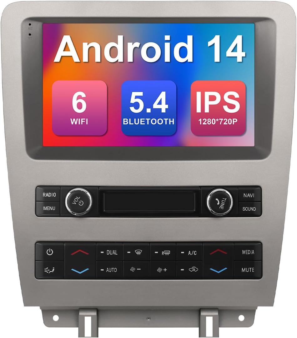 2+64G 9-inch Android 14 Car Stereo for Ford Mustang 2010-2014 IPS Touchscreen Screen Car Radio with Carplay & Android Auto Support Backup Camera GPS FM Navi BT SWC