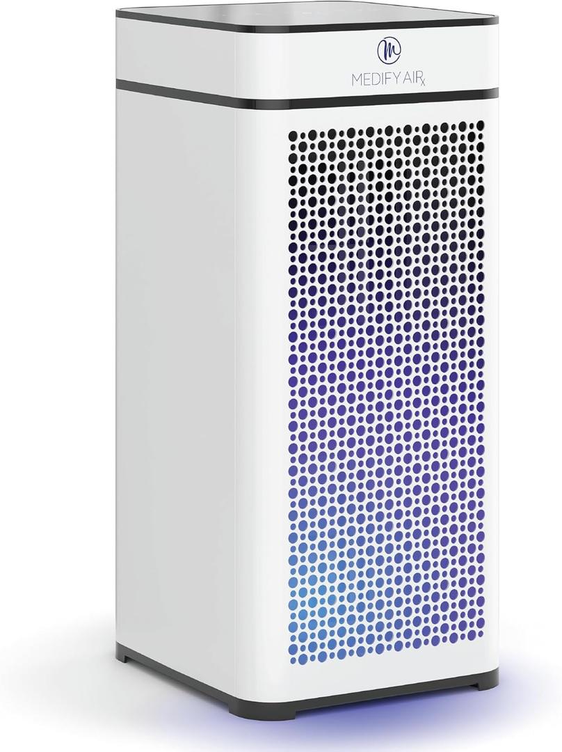 Medify MA-40 UV Light Air Purifier with True HEPA H14 Filter | 1,793 ft Coverage in 1hr for Wildfires Smoke, Odors, Pollen, Pets | Removal to 0.1 Microns | White, 1-Pack