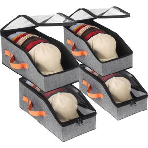 Baseball Cap Organizer - 4pcs, Hat Storage Box and Closet Organizer with Hooks and Adjustable Straps