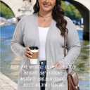 QIXING Women's Sweater Cardigan Open Front Lightweight Cardigan Long Sleeve Cardigans with Pockets (Brown) 4XL