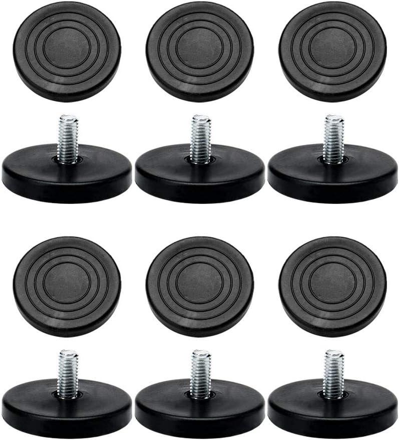 Uxcell M8 x 17 x 50mm Leveling Feet Adjustable Leveler Floor Protector Cover Pad for House Furniture Desk Table Chair Leg 12 Pack
