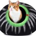 MEOWFIA Cat Cave  Premium Felt Cat Bed for Indoor Cats, Handmade Merino Wool (Shining Tiger, Medium)