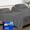 THREAD SPREAD 100% Pure Egyptian Cotton Split King Sheets Sets for Adjustable Bed - 1000 Thread Count 5 PC Top Split King Sheet for Sleep Number Bed, Cooling Sheets, Fits Mattress upto 18" - Dark Grey