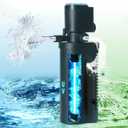 TARARIUM Small Aquarium Filter U-V for 10-45 Gallon Tank, 158GPH Fish Tank Filters for Betta Fish Tank Green Clean Machine, Internal Pump Filter for Turtle Tank Saltwater Freshwater Crystal Clear (Black)