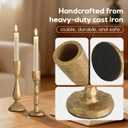 Antique Brass Taper Candle Holders Set of 2 Vintage Iron Gold Candlestick | Farmhouse Decorative Candlesticks Centerpiece for Wedding Christmas Mantel Dining Table Home Housewarming Decor