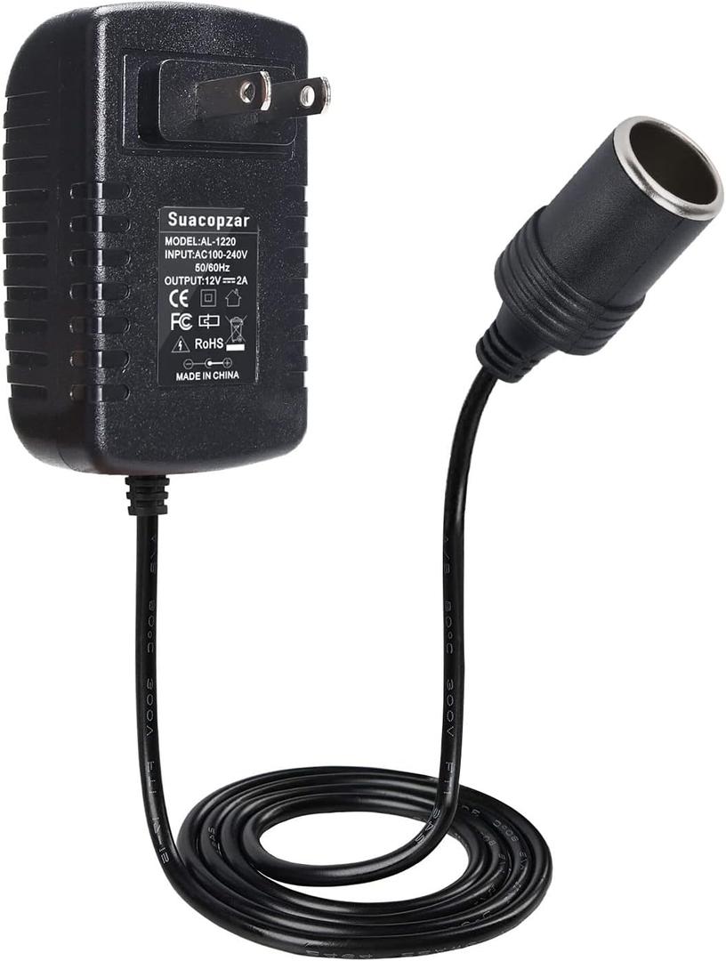 AC to DC Converter 12V 24W Car Cigarette Lighter Socket, 100-240V to 12V 2A AC/DC Power Adapter Power Supply Transformer US Plug(NOT for Vacuum Cleaner Air Compressor Air Pump Inflator)