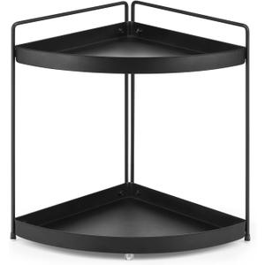 2 Tier Corner Shelf Rack Kitchen Counter Cabinet Bathroom Organizer Makeup Cosmetic countertop Organization and Storage Under Sink Organizers Perfume Trays for Dresser Black