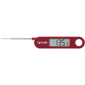 Taylor Folding Stem Display Food Instant Read Digital Thermometer, 0.7 Inch LCD Readout, Red
