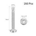 uxcell 200Pcs Hex Socket Self Tapping Screws, #10 x 1-3/4" 410 Stainless Steel Flat Head Sheet Metal Drilling Screws, Silver
