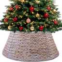 CLAYNIX Tree Collar - Large to Small Christmas Tree, 28" Christmas Tree Ring Adjustable Water Hyacinth Skirt, Christmas Tree Skirt for Decoration, Base Protection from Pets (White)