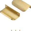 Satanga Edge Finger Tab Pulls for Cabinets Invisible Kitchen Concealed Aluminum Flat Hidden Drawer Pull Easy to Install Pack of 5 Brushed Brass 3.15inch 80mm Overall Length