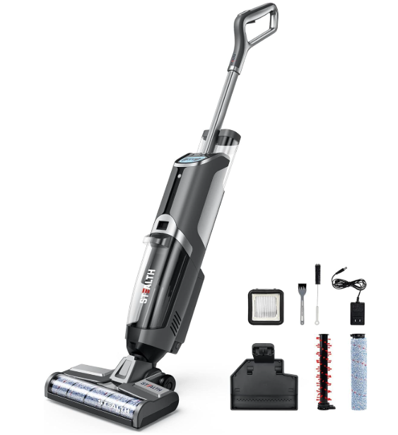 Stealth ECVP01 Cordless Wet Dry Vacuum Cleaner, Smart Vacuum Mop with Self-Cleaning Detachable Battery for Hard Floor Area Rugs Carpet, LCD Display, 30min Runtime, Voice Prompt