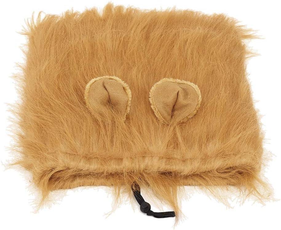 Lion Dog Pet Wig Fashionable Cosplay Party Lion Head Brown Wig for Festival