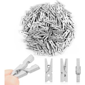 CCINEE 150 PCS 1 Inch Sliver Natural Wooden Clothespins,Small Clothes Pin Natural Texture Wooden Clips for DIY Project (Sliver)