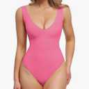 Popilush Body Suits for Women - Going Out Tank Tops - Plunge Deep V Neck Backless Sleeveless Tummy Control Shapewear Bodysuit M