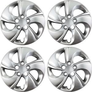 15 inch Replacement Hubcaps Fit for 2006-2011 Honda Civic, Wheel Rim Cover Compatible with 2013-2015 Honda Civic 15'' Steel Wheel; 4 Pcs (Glossy Silver)