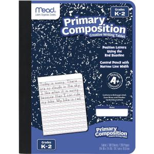 Mead Primary Composition Book, Primary Ruled Journal, Grades K-2, 7-1/2" x 9-3/4", 100 Sheets, Blue Marble (09902)