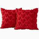 baotongle 2pcs Valentines Pillow Covers 18x18 inch Valentines Day Decoration Heart Soft Plush Faux Fur Throw Pillows Covers for Bedroom Sofa Holiday Festivals Home Decor(2, Red, 17.7x17.7inches) (0.5" x 0.5" (Pack of 2))