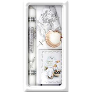 Pink Princess Baptism Candle Set for Boys Girls - Baptism Set Catholic with Candle - Velas para Bautizo de Nio Set Nia (Silver) (SFI5000)