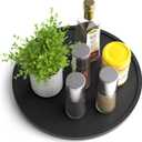 Lazy Susan Organizer Homerays 12 Inch Non-Skid Bamboo Lazy Susan for Kitchen Rotating Spice Rack for Kitchen Cabinet, Wood Turntable for Kitchen Countertop Organizer Black