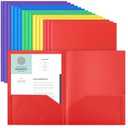 Gueevin 50 Pcs Plastic Folders with Pockets, Back to School Two Pocket Folder Fit Letter Size, Heavy Duty School Business Card Holder for Home Office, 11. 61 x 9. 45 Inches 
(Multicolor)