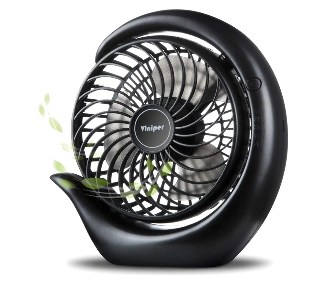 Viniper Portable Rechargeable Fan, Small Desk Fan : 3 Speeds & about 8-24 Hours Longer Working, 180 Rotation, Portable Battery Desktop Fan for Home/Office (Black, Light Black Blade)6.2 inch